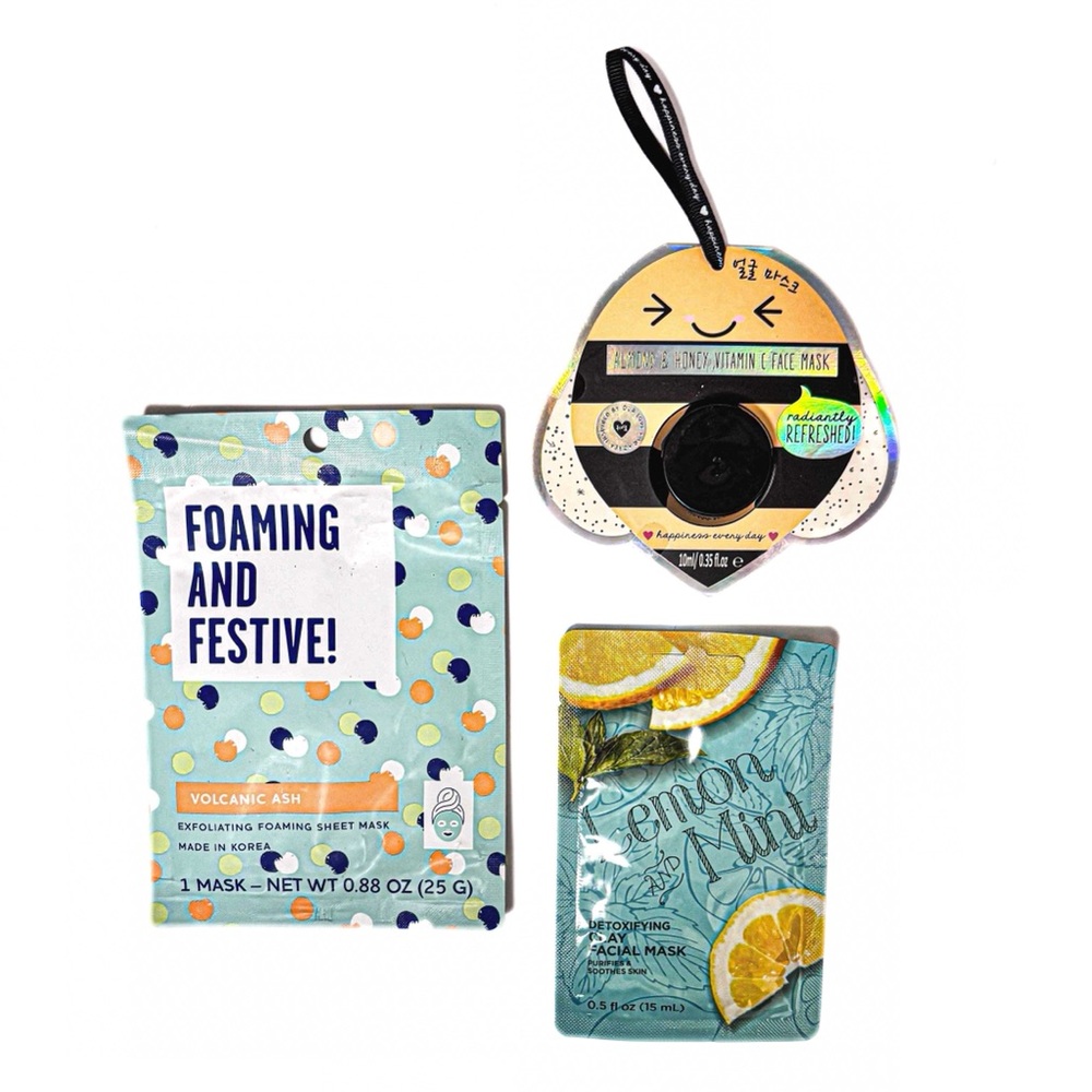NEW - 3PC Face Masks Bundle: Honey Vit C, Volcanic Ash & Lemon Mint Skincare Set